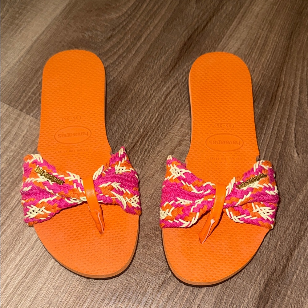 🧡 HAVAIANAS ORANGE BRAIDED SANDALS 35-36 🧡